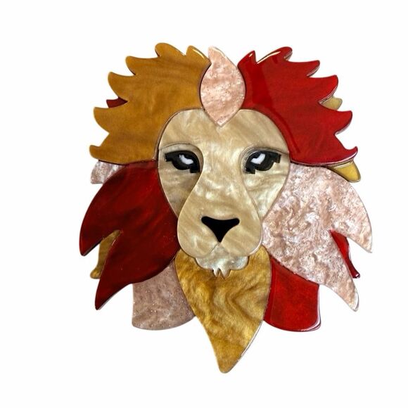Resin Lion Brooch Jewelry - Layered Resin Lion Brooch Statement Acrylic Animal Pin